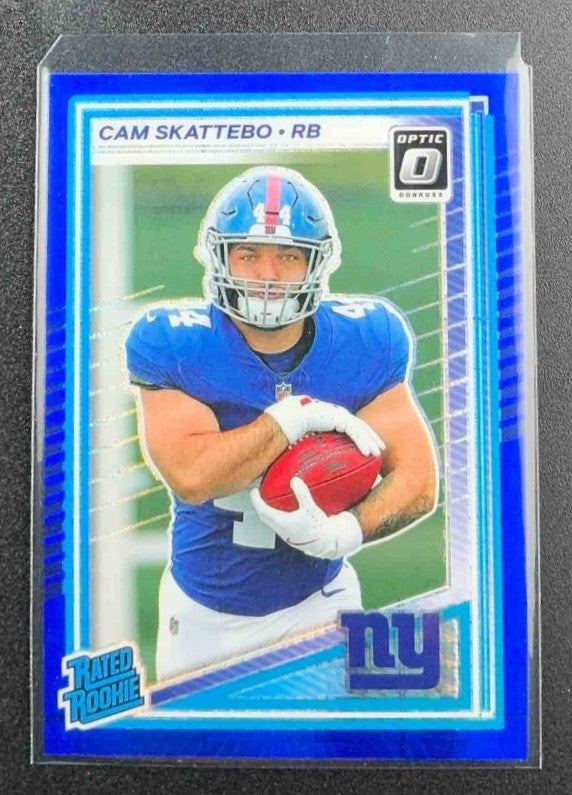 CAM SKATTEBO 2025 PANINI DONRUSS OPTIC #228 RATED ROOKIE BLUE HYPER PRIZM GIANTS