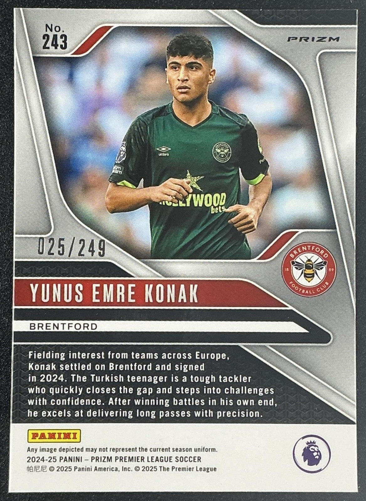 2024 Panini Prizm Premier League Yunus Emre Konak Purple Mosaic Prizm /249 RC