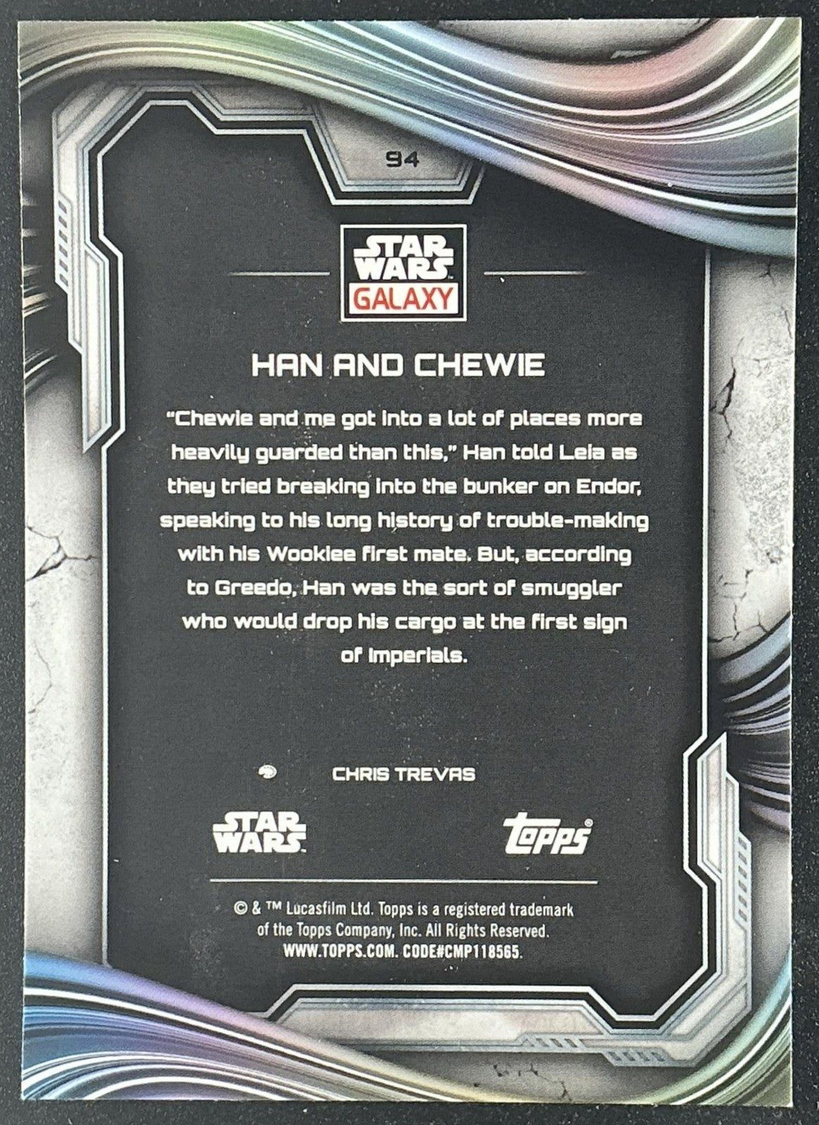 HAN AND CHEWIE 2025 TOPPS CHROME STAR WARS GALAXY #94