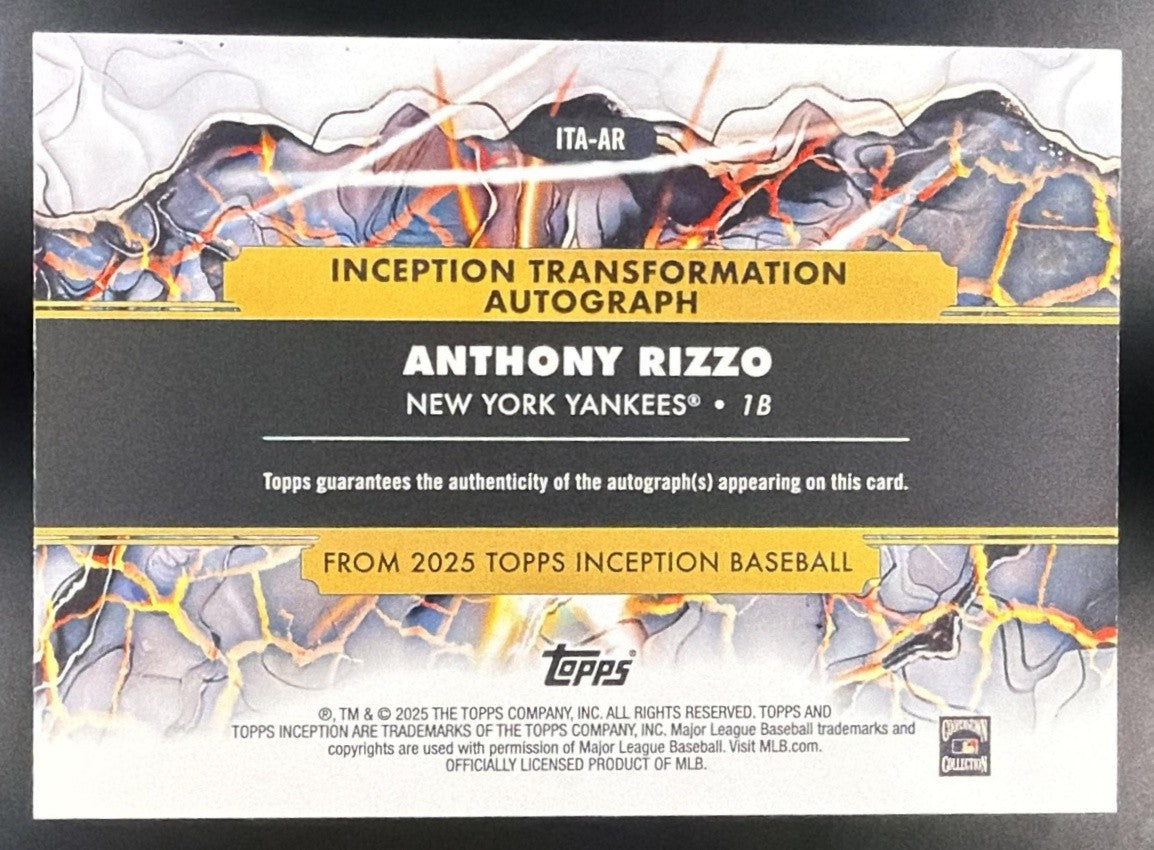 ANTHONY RIZZO 2025 TOPPS INCEPTION #ITA-AR TRANSFORMATION AUTO /100 YANKEES