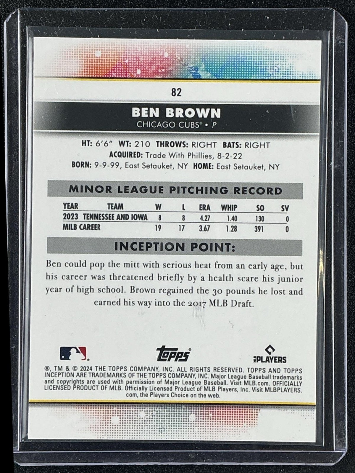 BEN BROWN 2024 TOPPS INCEPTION #82 RC CUBS
