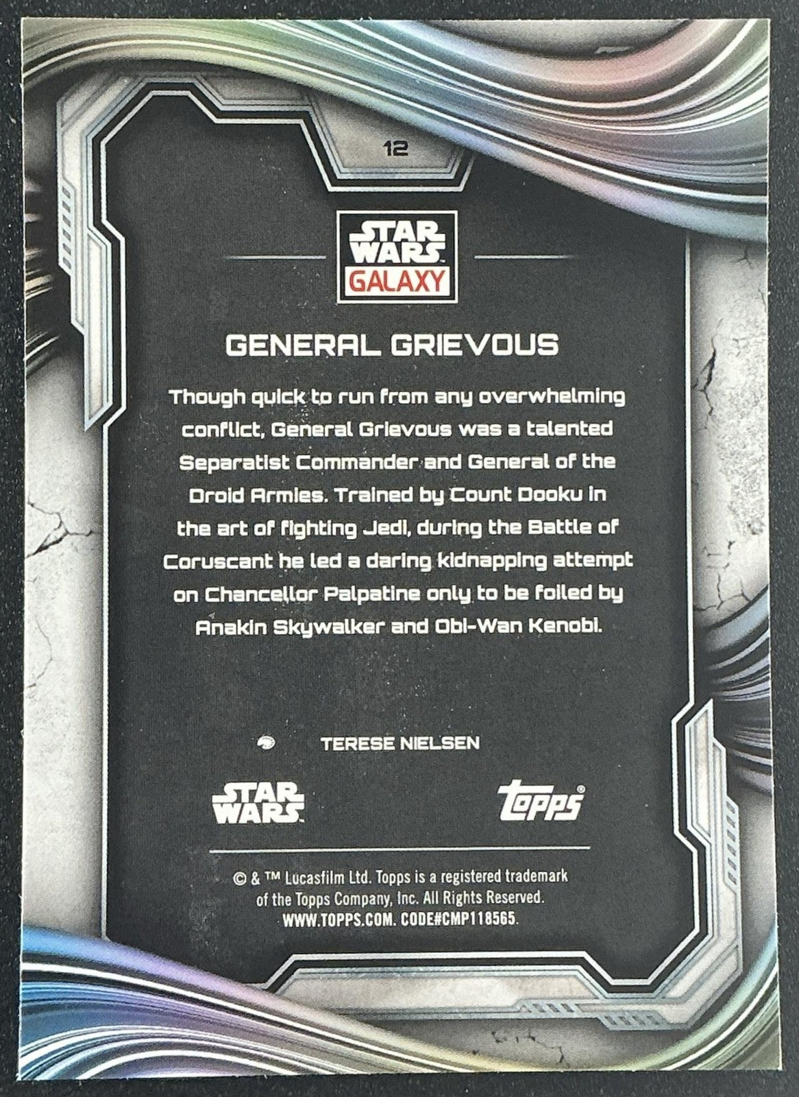 GENERAL GRIEVOUS 2025 TOPPS CHROME STAR WARS GALAXY #12