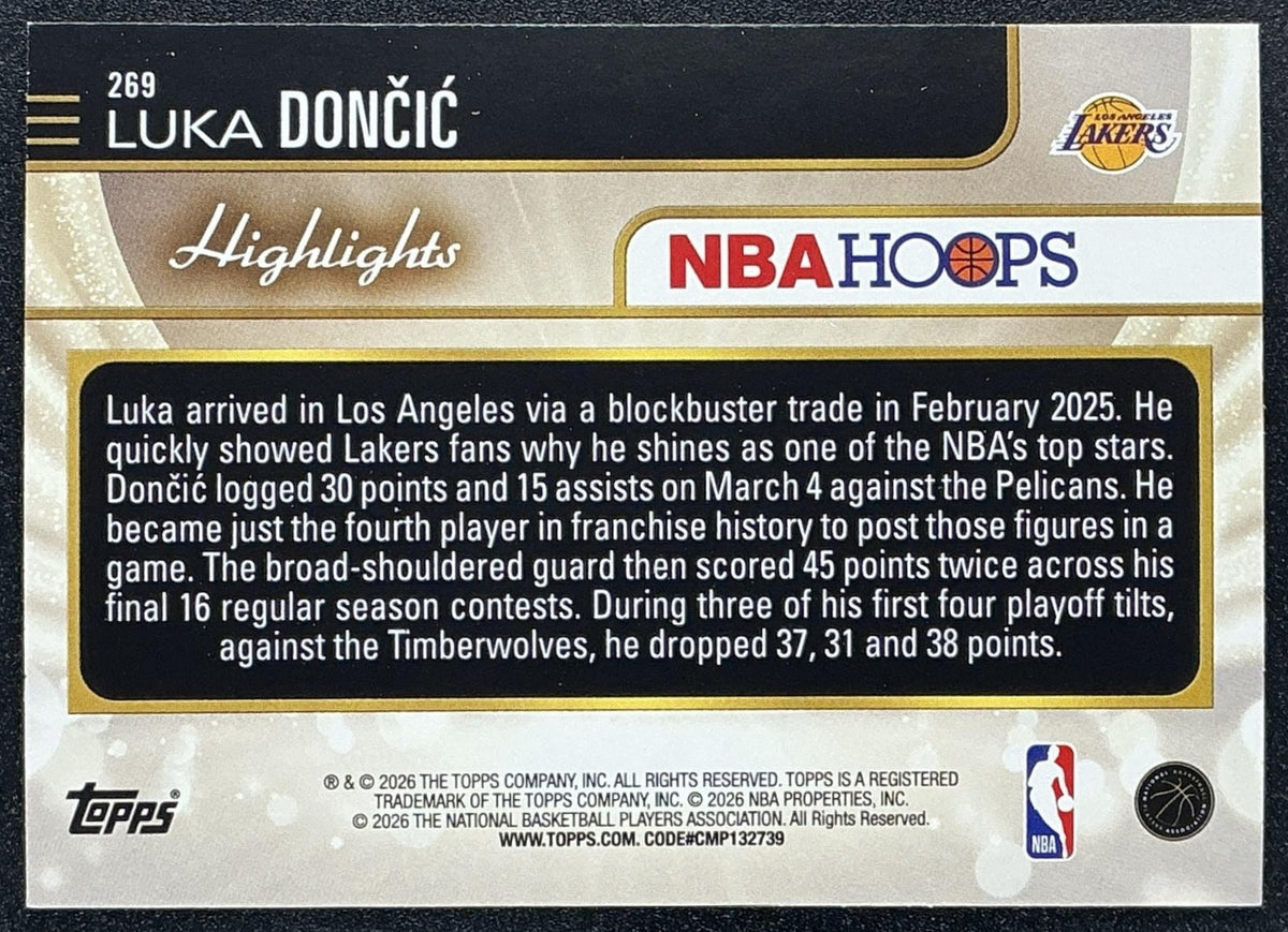 LUKA DONCIC 2025-26 TOPPS HOOPS #269 RAINBOW FOIL SEASON HIGHLIGHT LAKERS