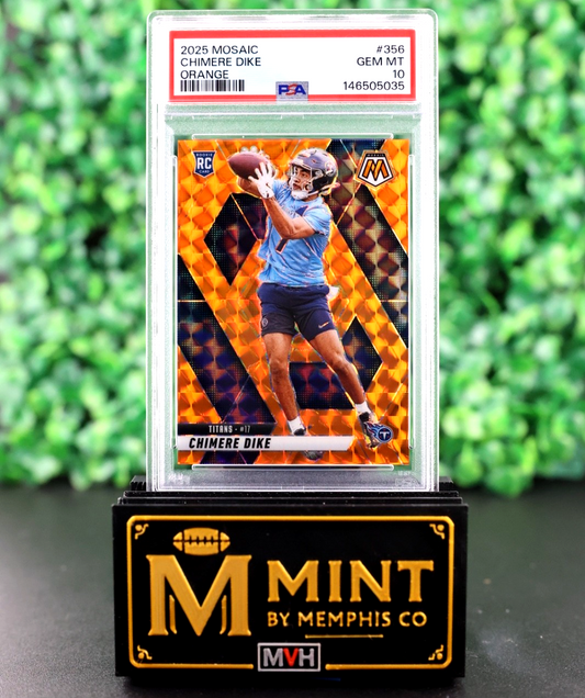 CHIMERE DIKE 2025 PANINI MOSAIC #356 ORANGE RC /199 PSA 10 POP 1 TITANS