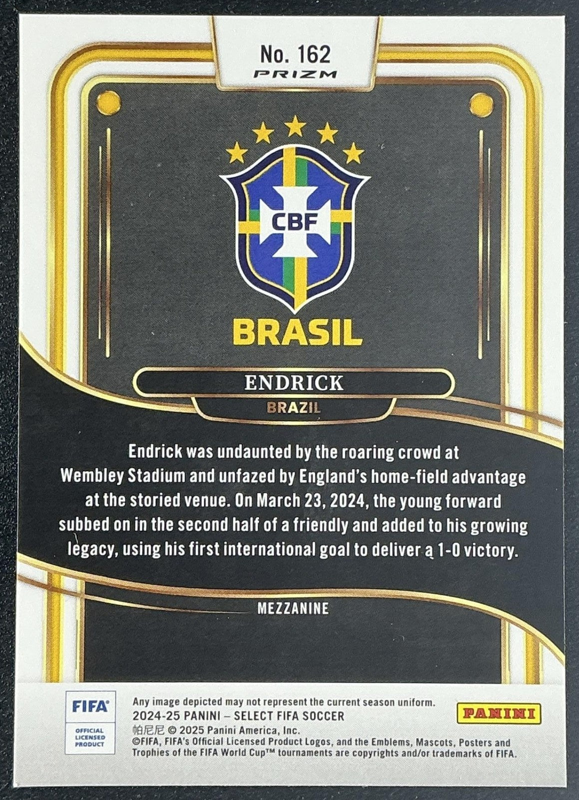 ENDRICK 2024-25 PANINI SELECT FIFA #162 MEZZANINE RED BRAZIL