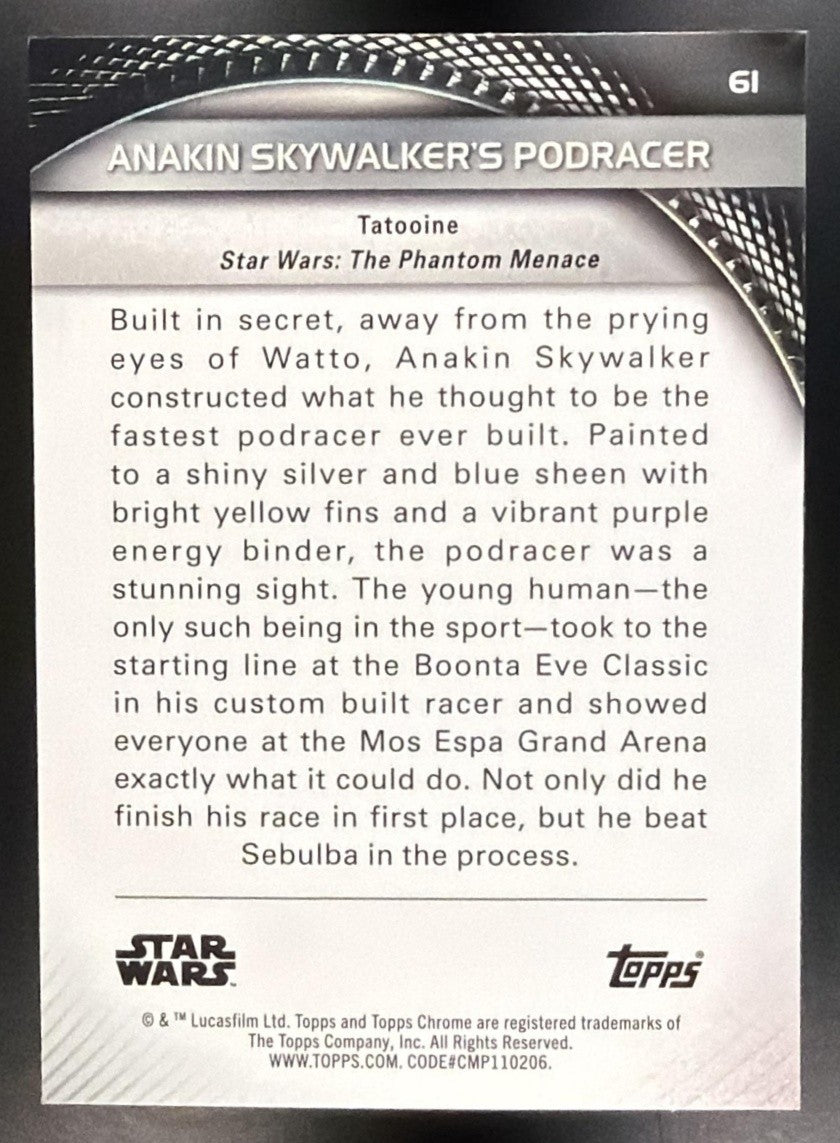 2025 Topps Star Wars Hyperspace Anakin Skywalker's Podracer Galactic Dust /75