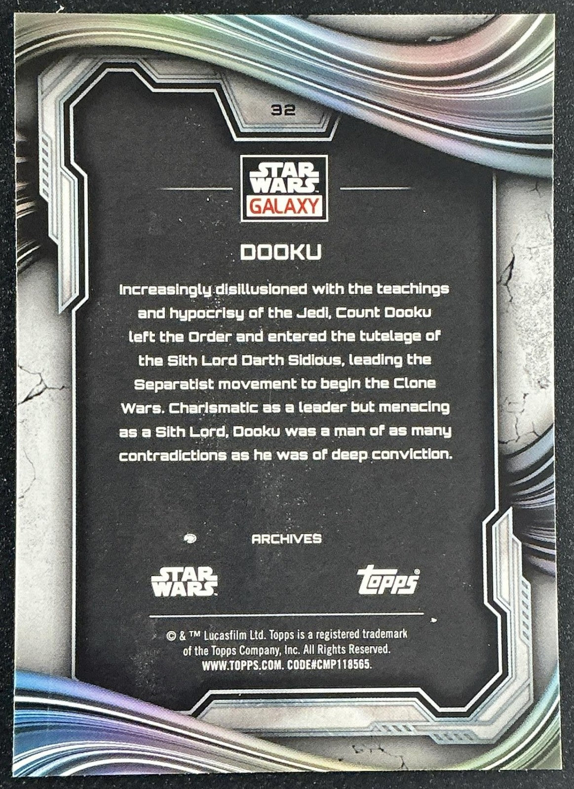 DOOKU 2025 TOPPS CHROME STAR WARS GALAXY #32