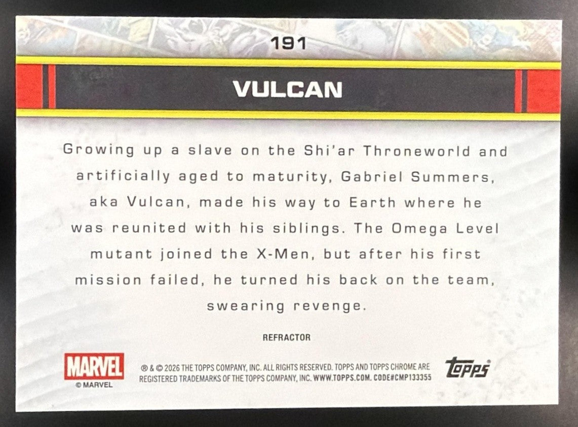 VULCAN 2026 TOPPS CHROME MARVEL COMICS #191 REFRACTOR