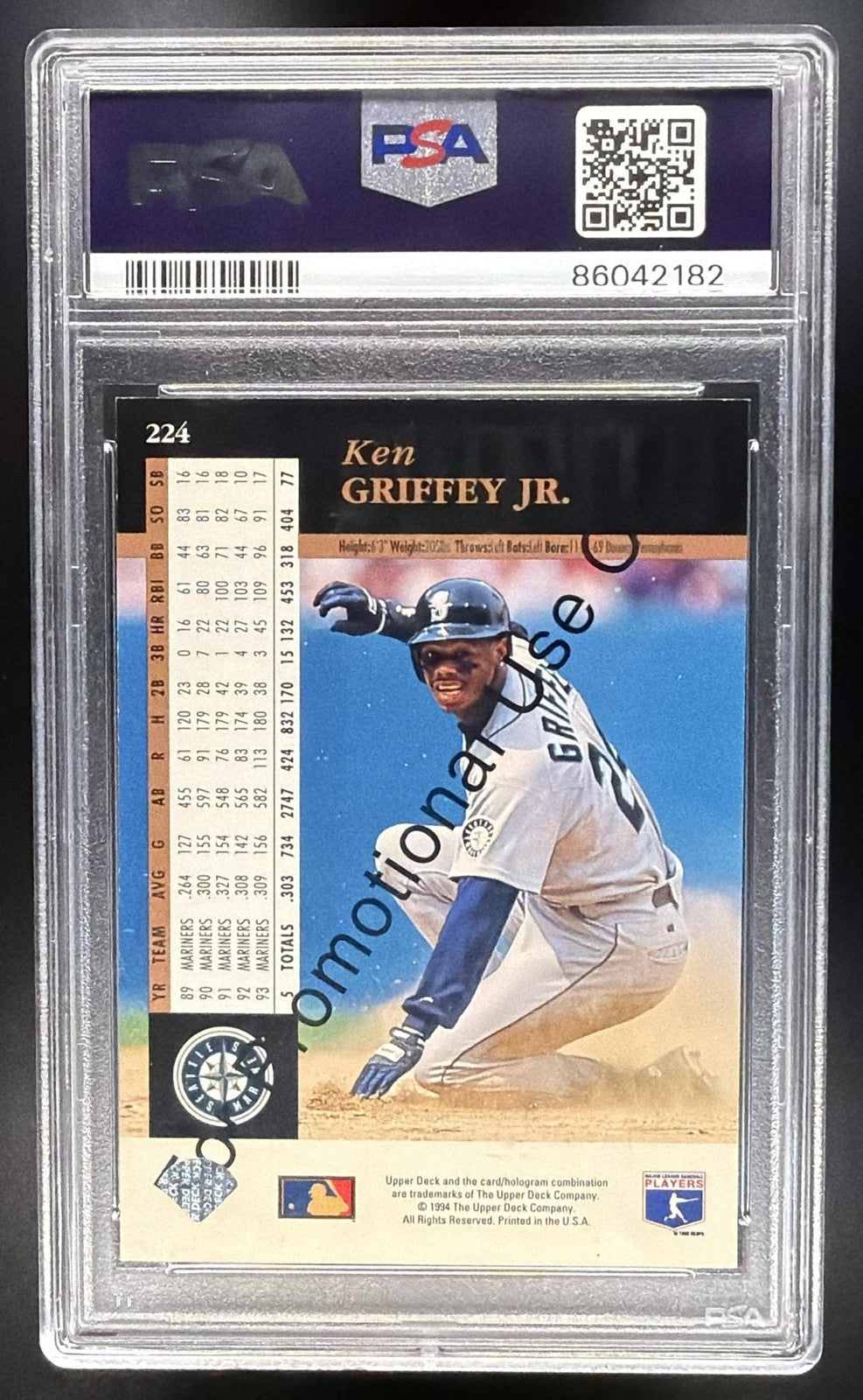 KEN GRIFFEY JR. 1994 UPPER DECK #224 PROMO MARINERS PSA 8