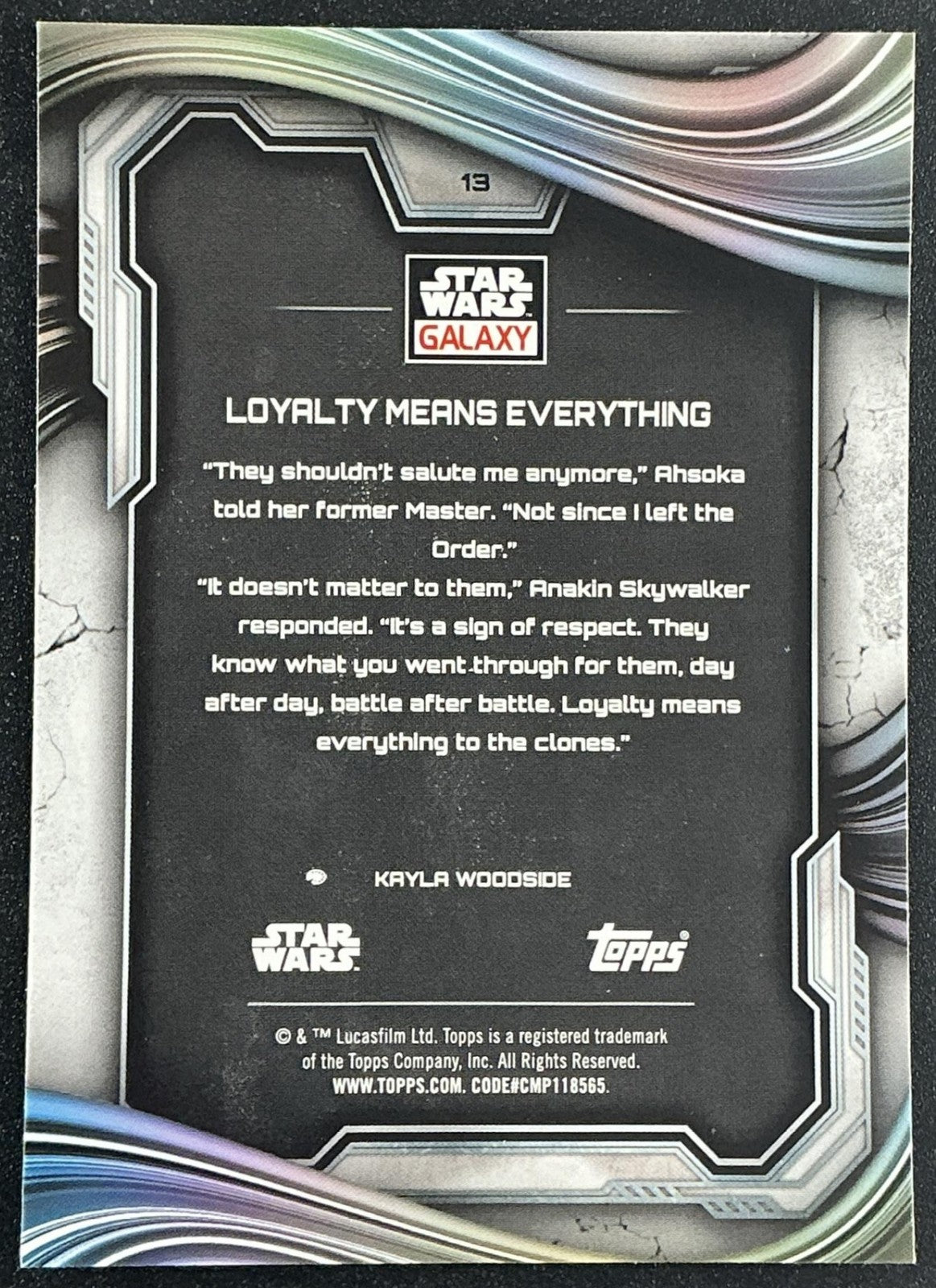 LOYALTY MEANS EVERYTHING 2025 TOPPS CHROME STAR WARS GALAXY #13