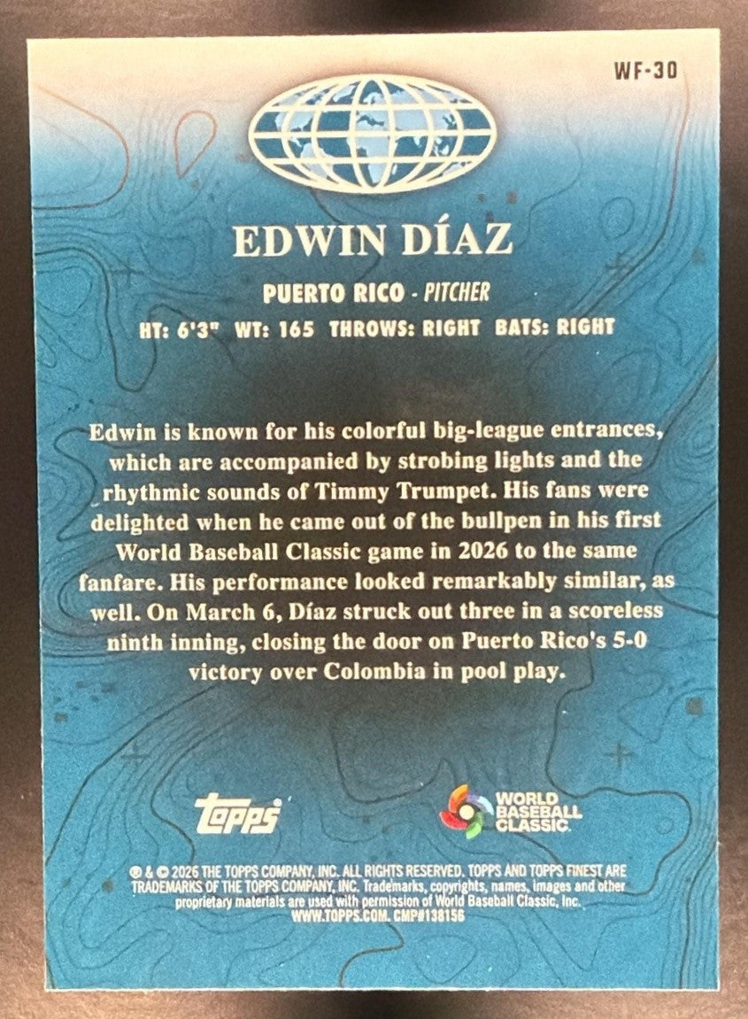 EDWIN DIAZ 2026 TOPPS FINEST #WF-30 WORLDS