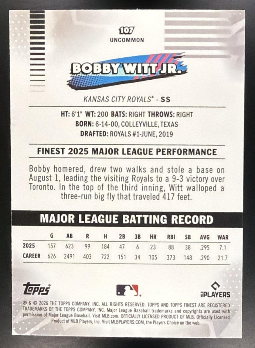 BOBBY WITT JR. 2026 TOPPS FINEST #107 UNCOMMON ROYALS