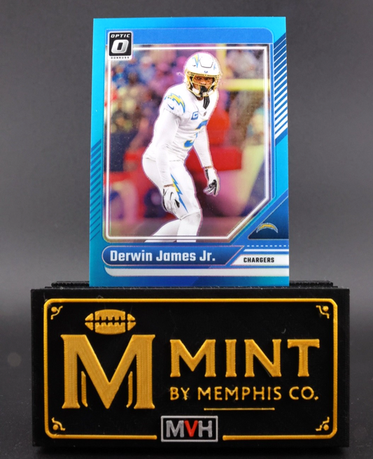 DERWIN JAMES JR. 2024 DONRUSS OPTIC #111 AQUA PRIZM #/299 LOS ANGELES CHARGERS