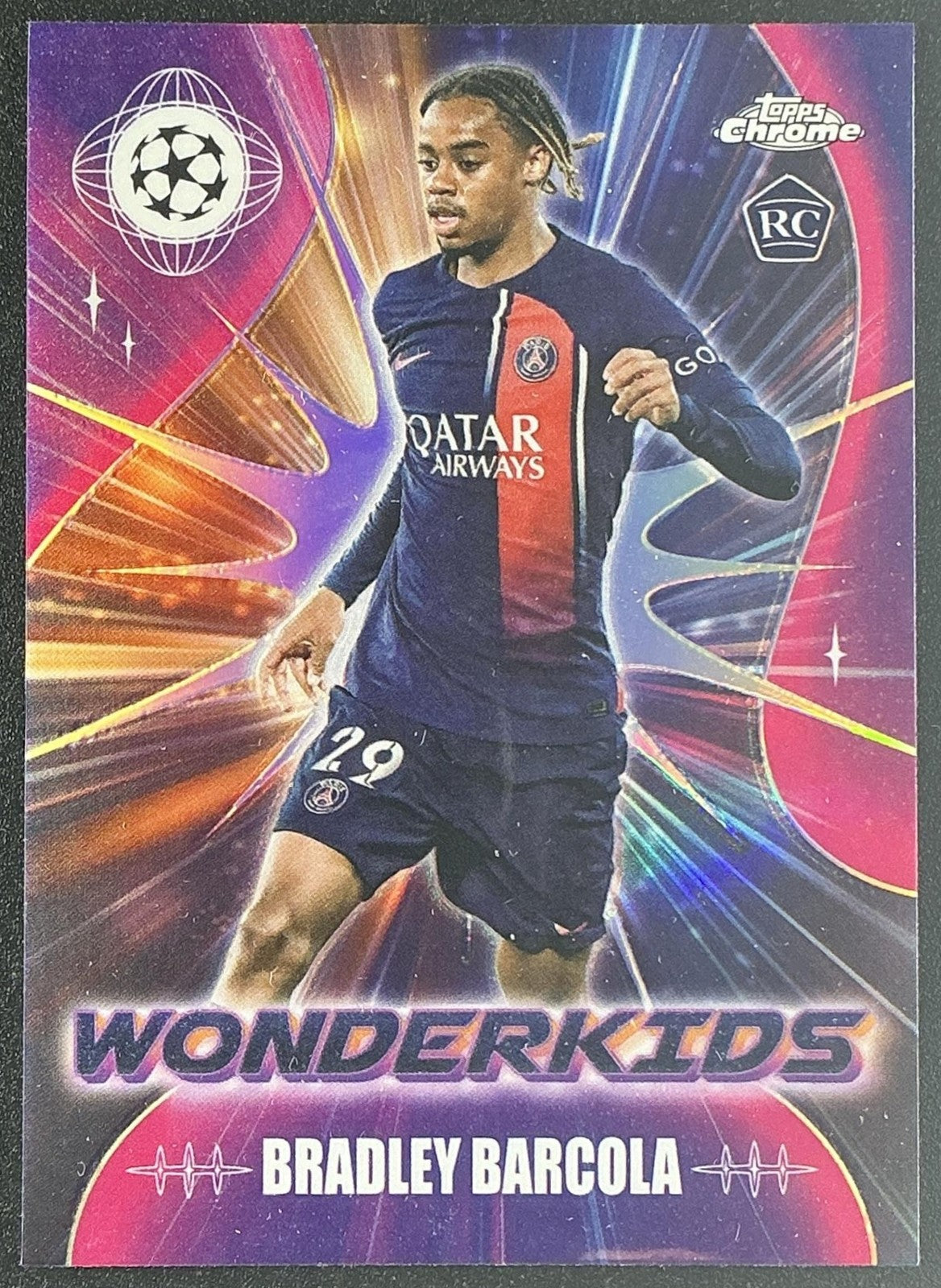 2023 Topps Chrome UEFA Club Competitions Bradley Barcola #WK-9 Wonderkids RC