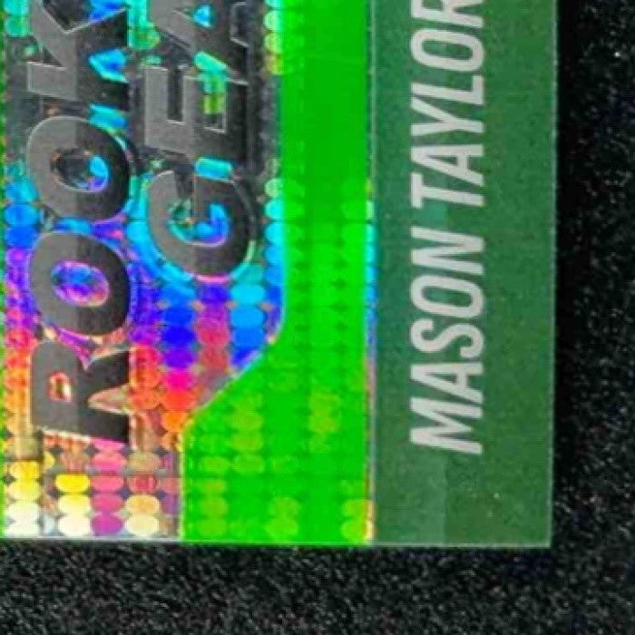 2025 Panini Prizm Mason Taylor #RGR-MTR Rookie Gear Neon Green Pulsar MEM RC
