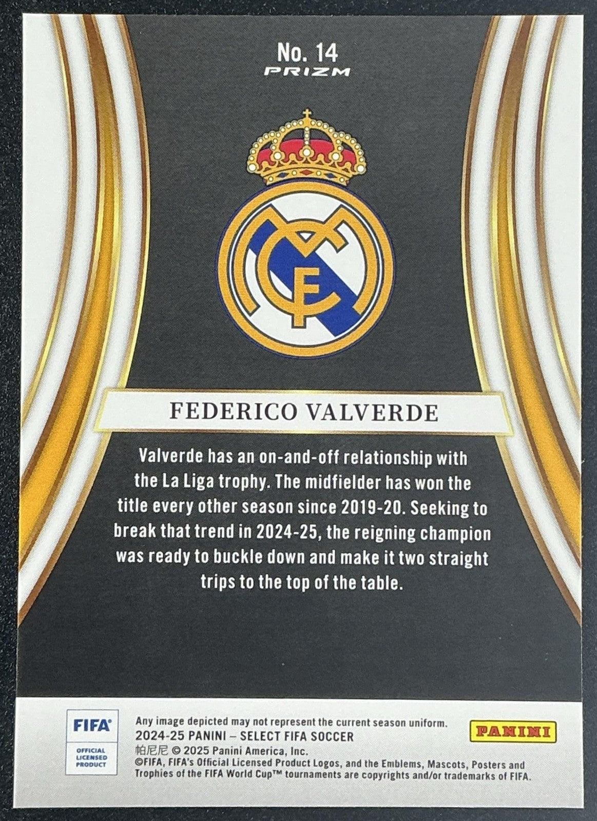 2024 Panini Select FIFA Federico Valverde #14 Equalizers Blue Pulsar