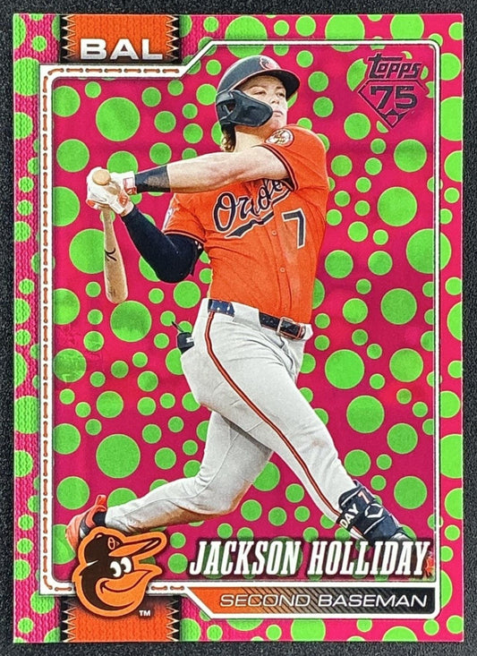 JACKSON HOLLIDAY 2026 TOPPS #92 HOLIDAY POLKA DOTS GREEN/PINK ORIOLES