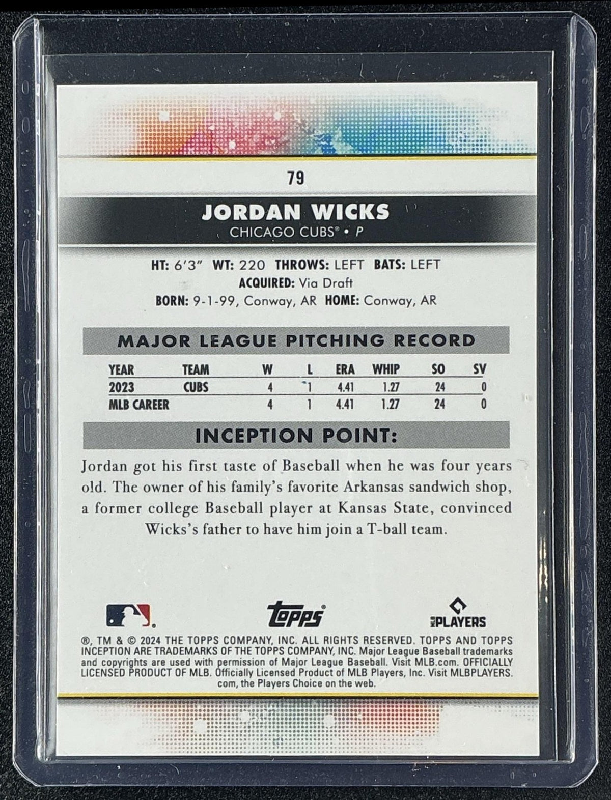 JORDAN WICKS 2024 TOPPS INCEPTION #79 RED 36/75 RC CUBS