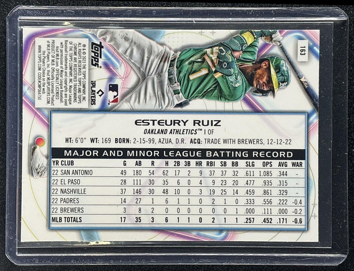 ESTEURY RUIZ 2023 TOPPS COSMIC CHROME #163 REFRACTOR RC ATHLETICS