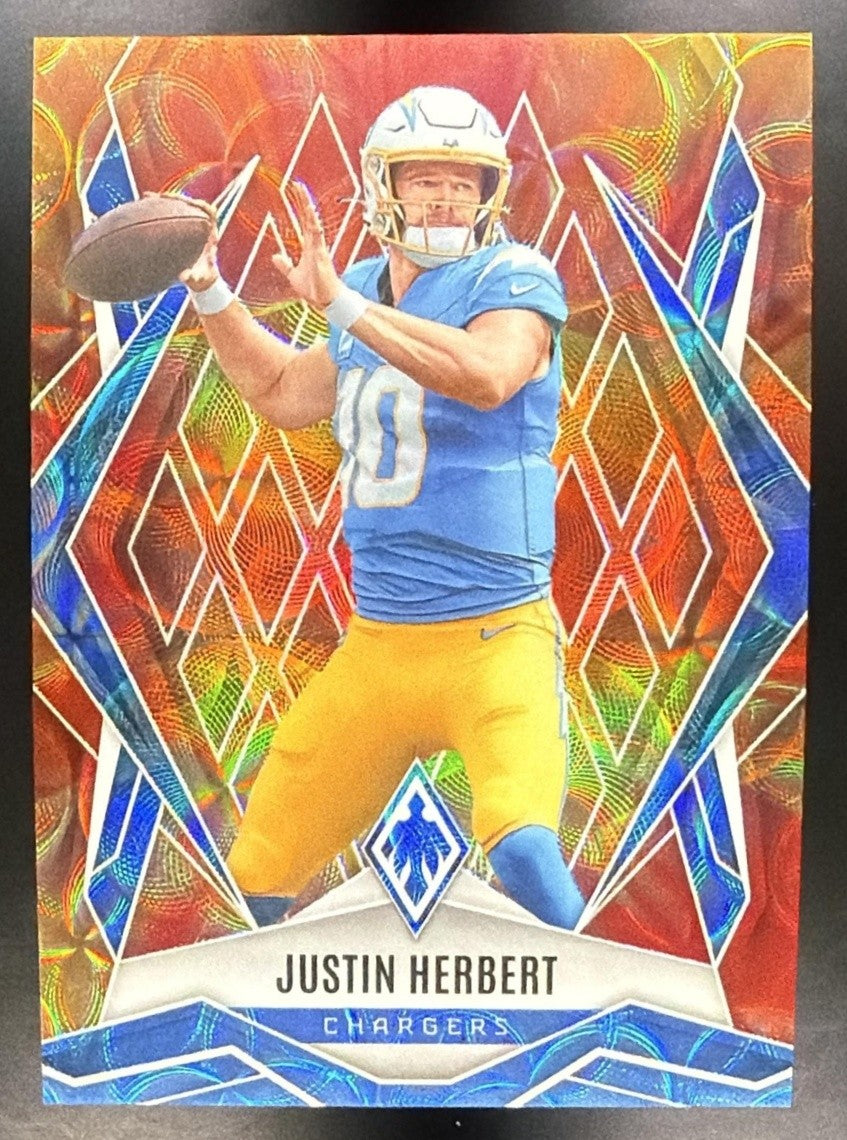 JUSTIN HERBERT 2025 PANINI PHOENIX #58 FIRE BURST PRIZM /350 CHARGERS