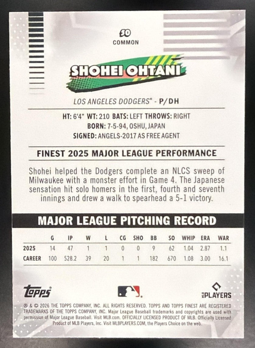 SHOHEI OHTANI 2026 TOPPS FINEST #50 DODGERS
