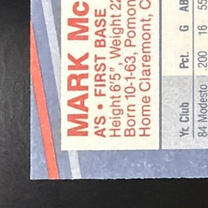 MARK MCGWIRE 1988 FLEER #286 ATHLETICS