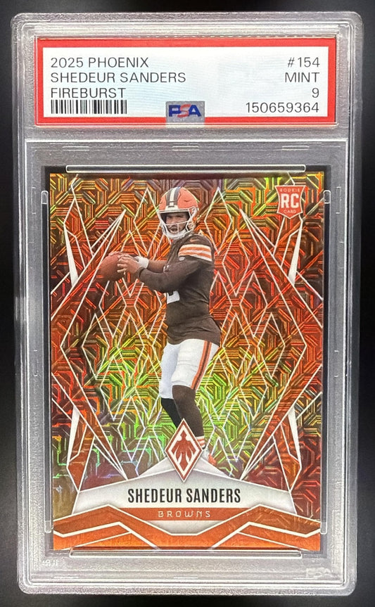 2025 Panini Phoenix Shedeur Sanders #154 Rookies Fireburst /350 RC PSA 9