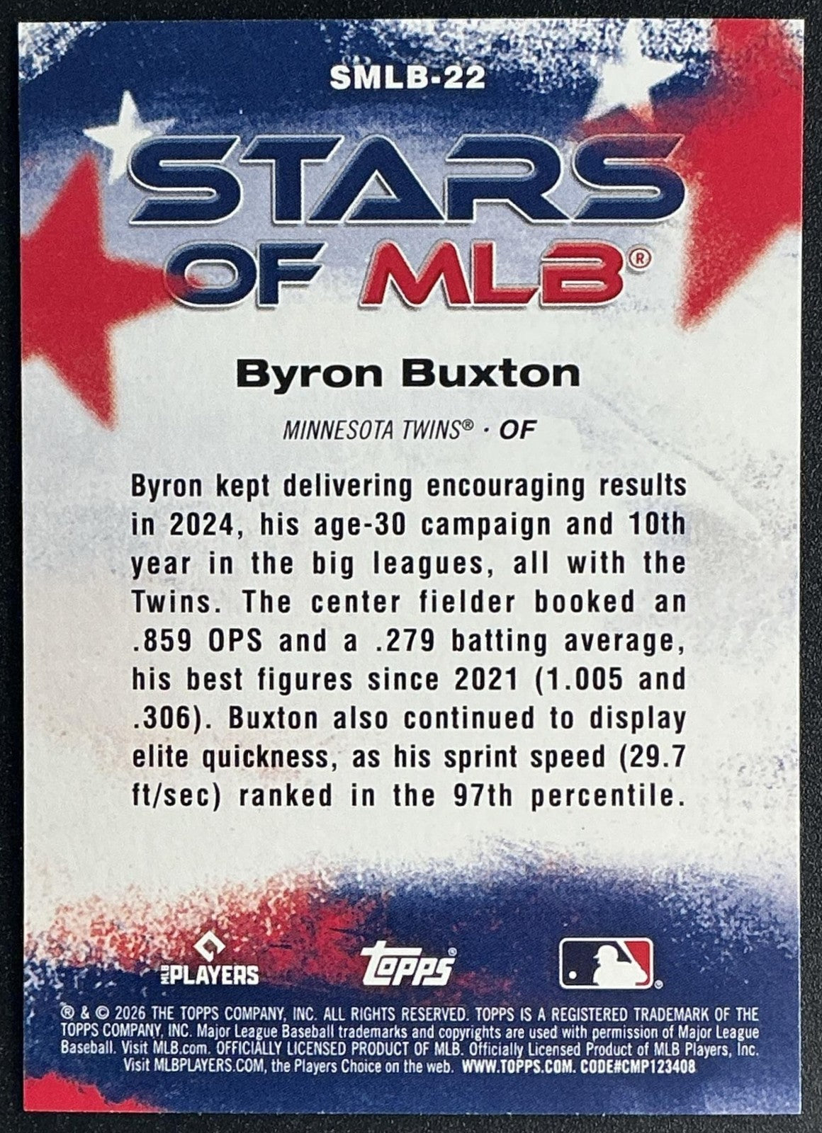 BYRON BUXTON 2026 TOPPS SERIES 1 #SMLB-22 STARS OF MLB TWINS