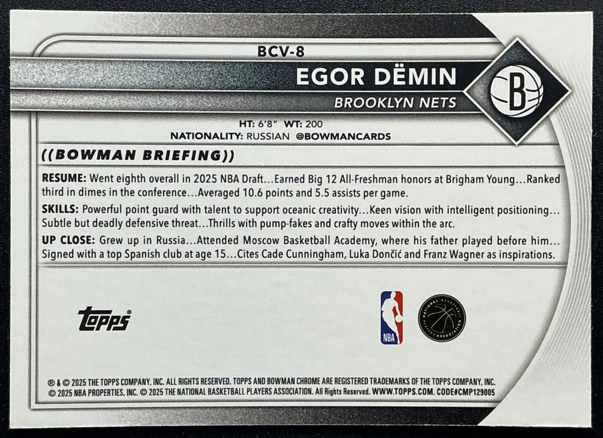 EGOR DEMIN 2025-26 BOWMAN #BCV-8 CHROME RC NETS