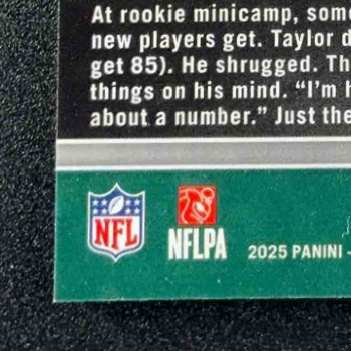2025 Panini Prizm Mason Taylor #RGR-MTR Rookie Gear Neon Green Pulsar MEM RC
