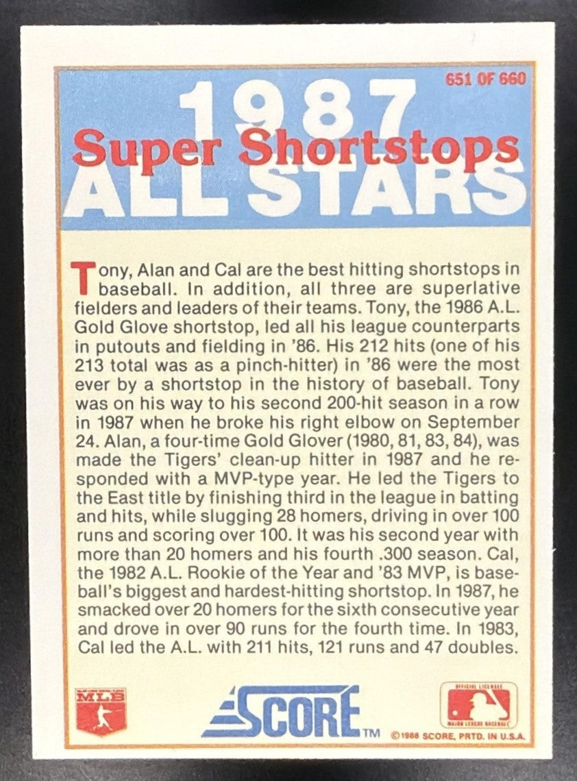 1988 Score Super Shortstops Tony Fernandez Cal Ripken Jr. Alan Trammell