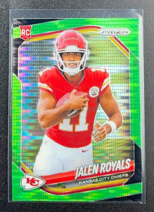 JALEN ROYALS 2025 PANINI PRIZM #341 NEON GREEN PULSAR RC CHIEFS