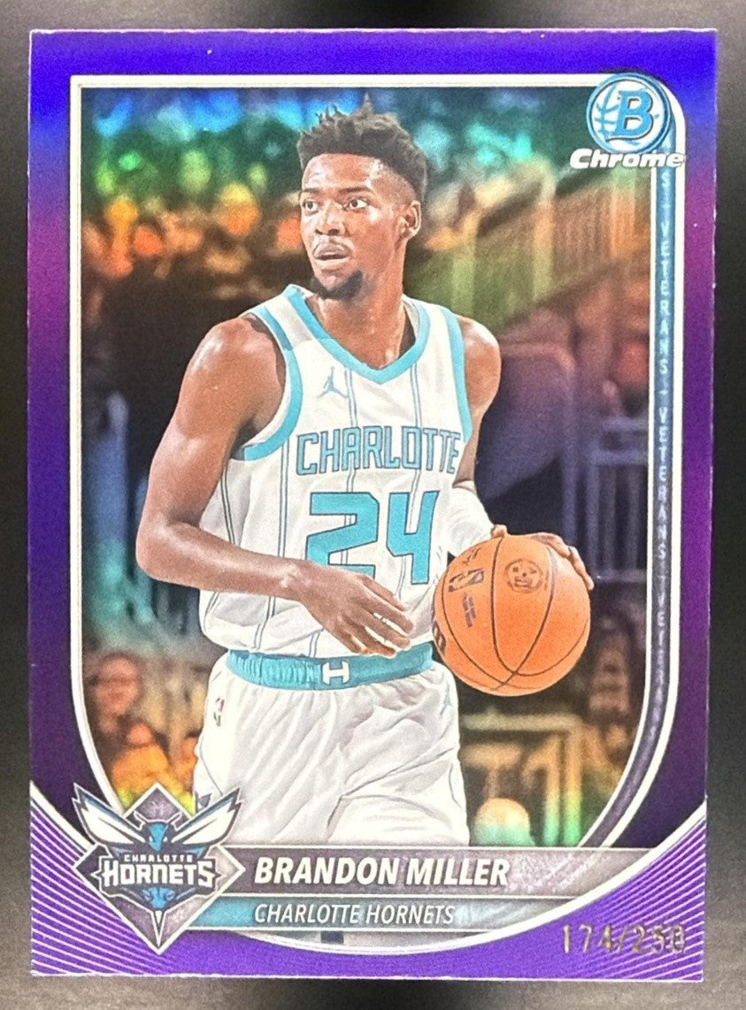 BRANDON MILLER 2025-26 BOWMAN #BCV-87 CHROME PURPLE REFRACTOR 174/250 HORNETS