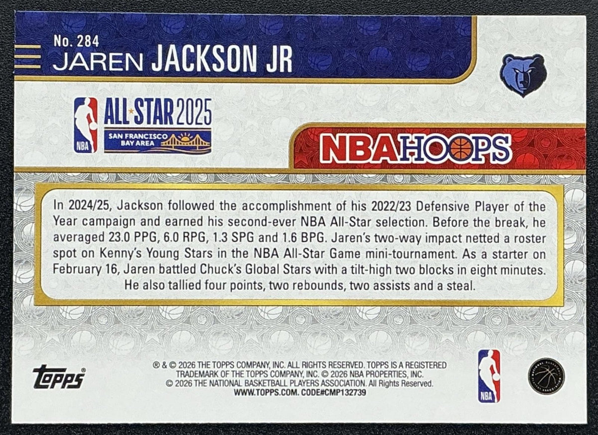 JAREN JACKSON JR. 2025-26 TOPPS HOOPS #284 LIGHT BURST ALL-STAR GRIZZLIES