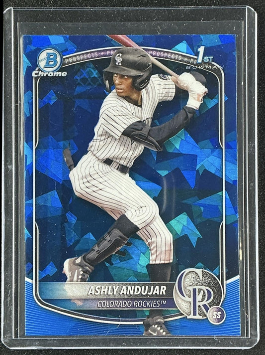 ASHLY ANDUJAR 2025 BOWMAN SAPPHIRE #BCP-20 CHROME 1ST PROSPECT ROCKIES