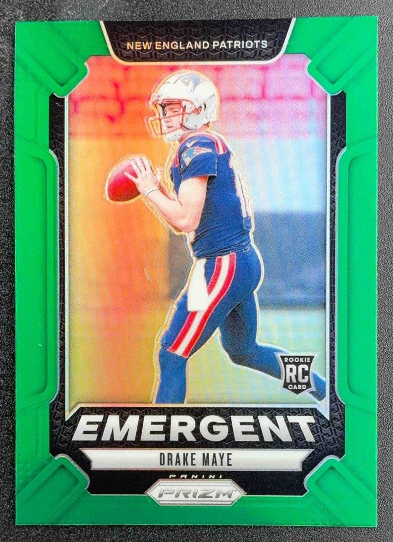 DRAKE MAYE 2024 PANINI PRIZM #4 EMERGENT GREEN RC PATRIOTS