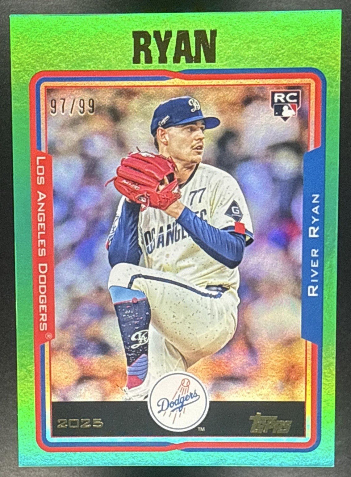 RIVER RYAN 2025 TOPPS ARCHIVES #210 2005 DESIGN GREEN FOILBOARD 97/99 RC DODGERS