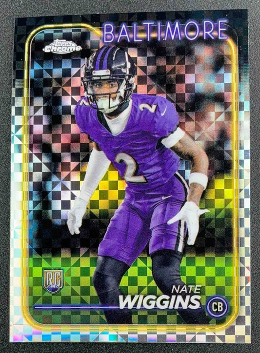 NATE WIGGINS 2024 TOPPS CHROME #227 X-FRACTOR RC RAVENS