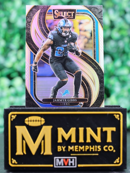 JAHMYR GIBBS 2024 PANINI SELECT PREMIER LEVEL #163 SILVER PRIZM DIE-CUT LIONS