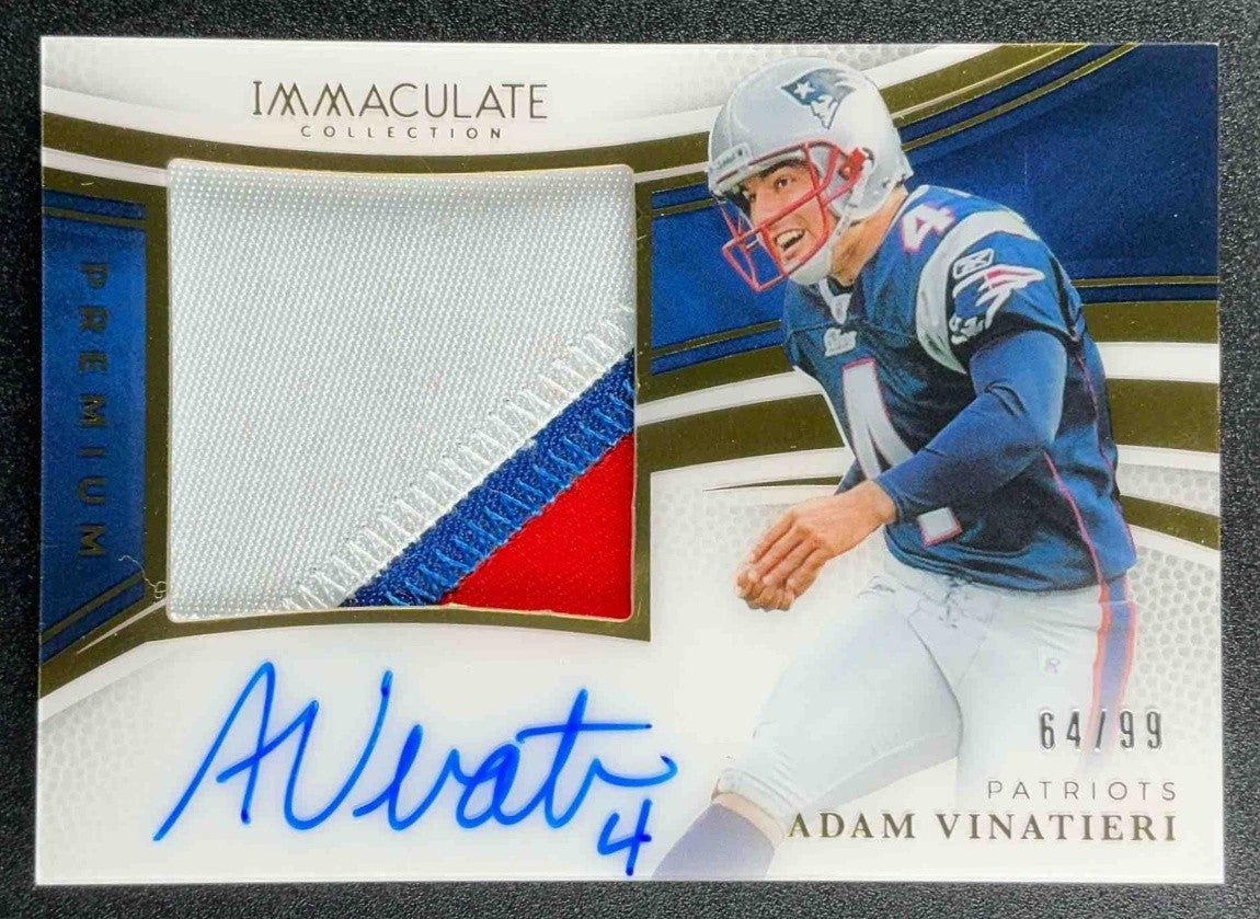 ADAM VINATIERI 2025 PANINI IMMACULATE PREMIUM PATCH AUTO /99 PATRIOTS