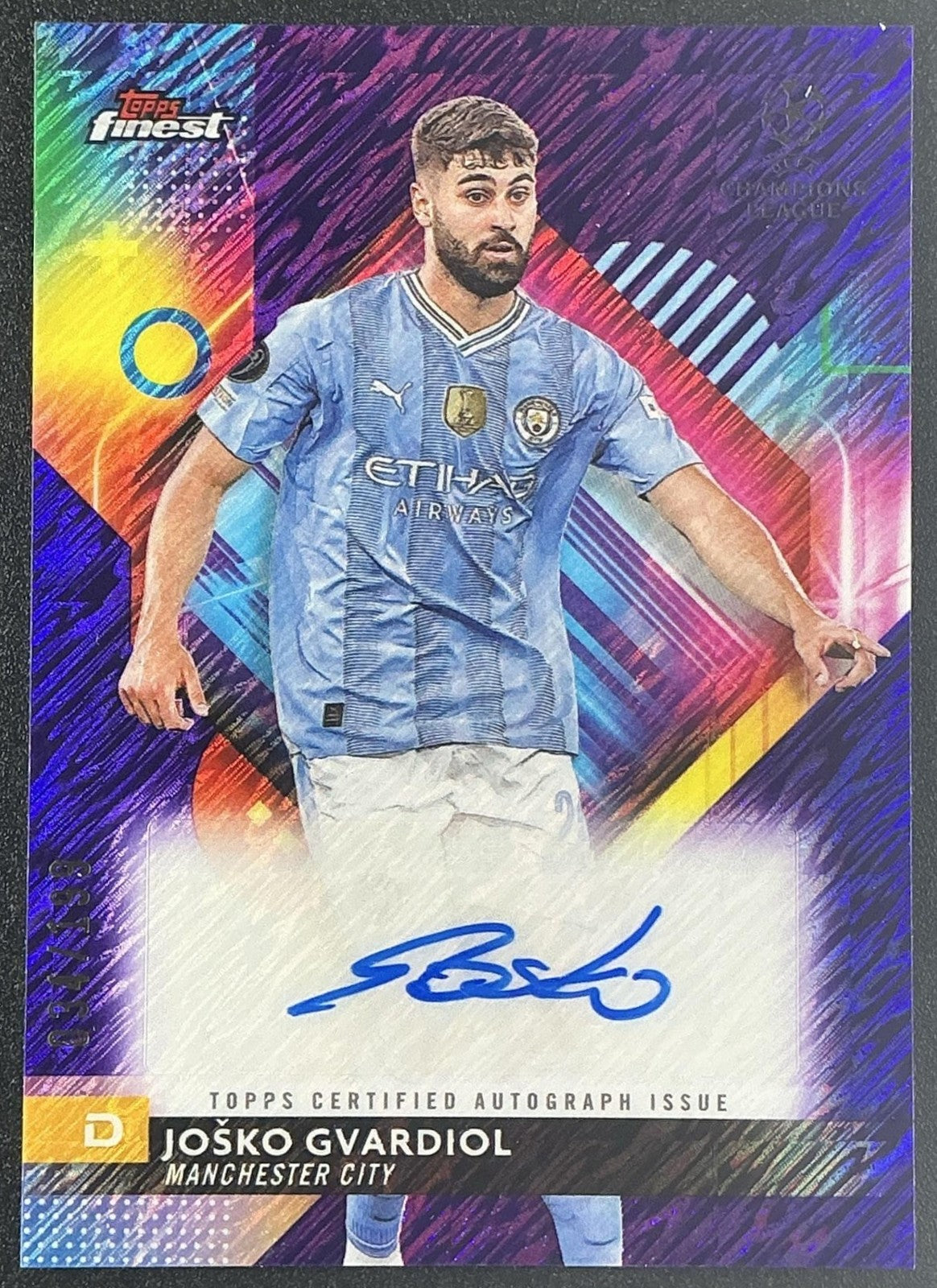 2023 Topps Finest Josko Gvardiol #A-JV Auto Purple Shimmer /199