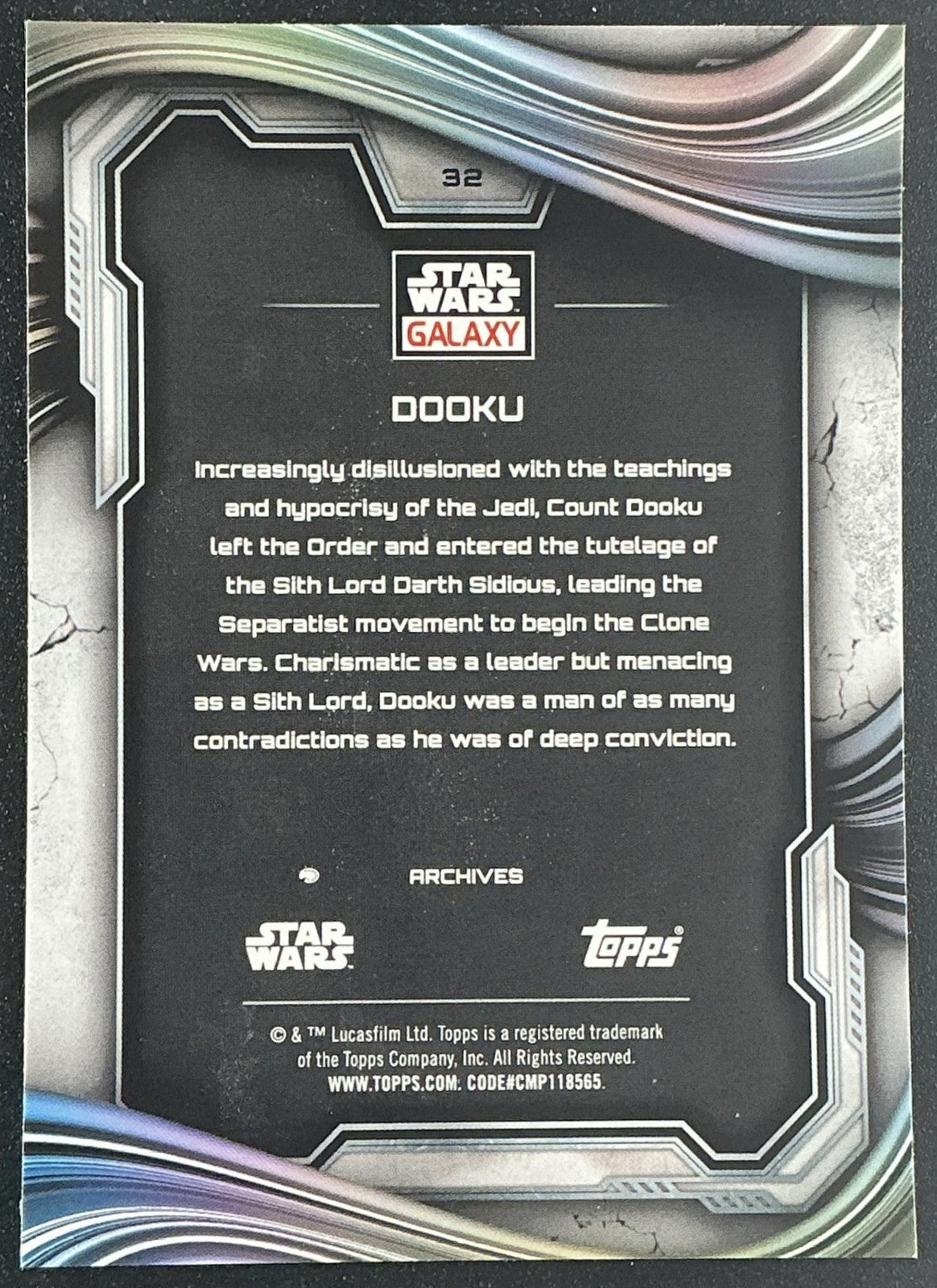 DOOKU 2025 TOPPS CHROME STAR WARS GALAXY #32