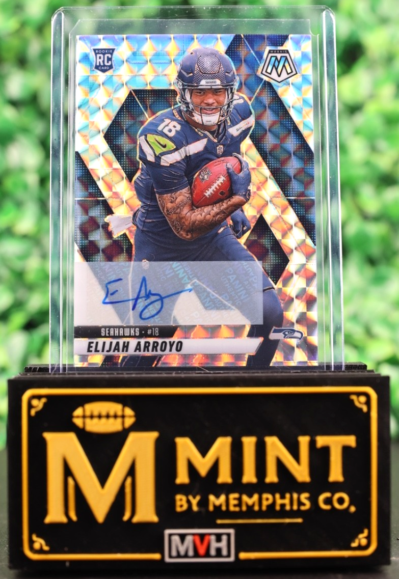 ELIJAH ARROYO 2025 MOSAIC SILVER PRIZM RC AUTO #314 SEATTLE SEAHAWKS