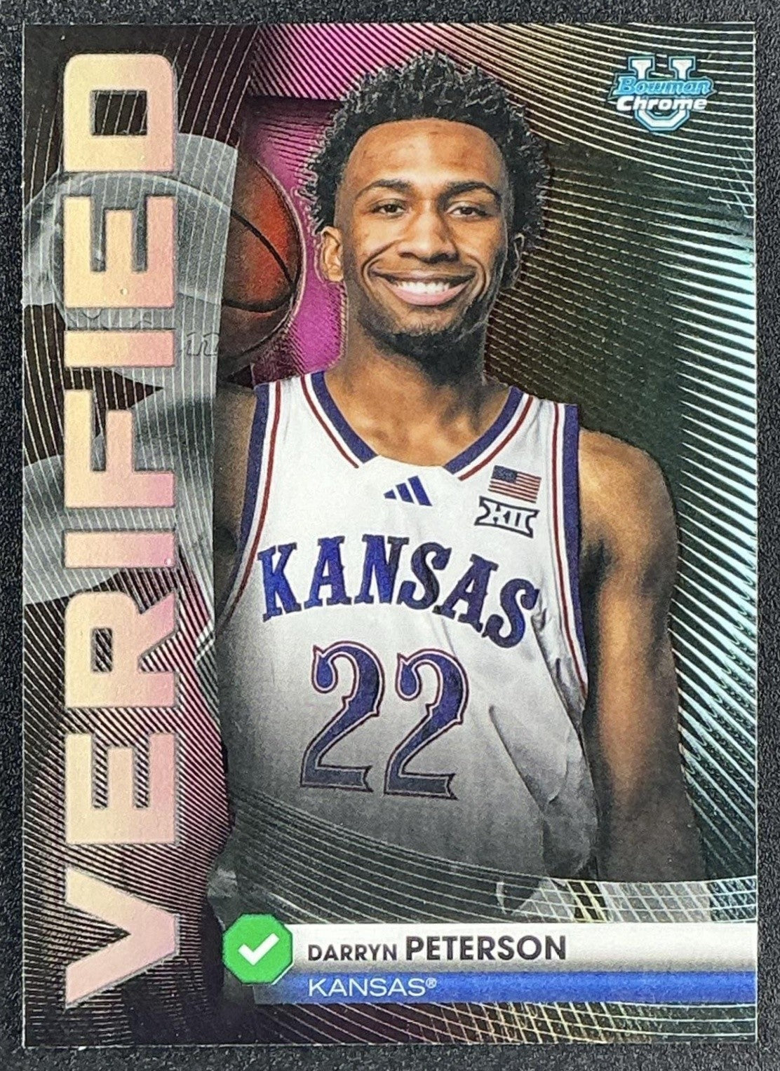 DARRYN PETERSON 2025-26 BOWMAN #BV-2 CHROME VERIFIED REFRACTOR JAYHAWKS