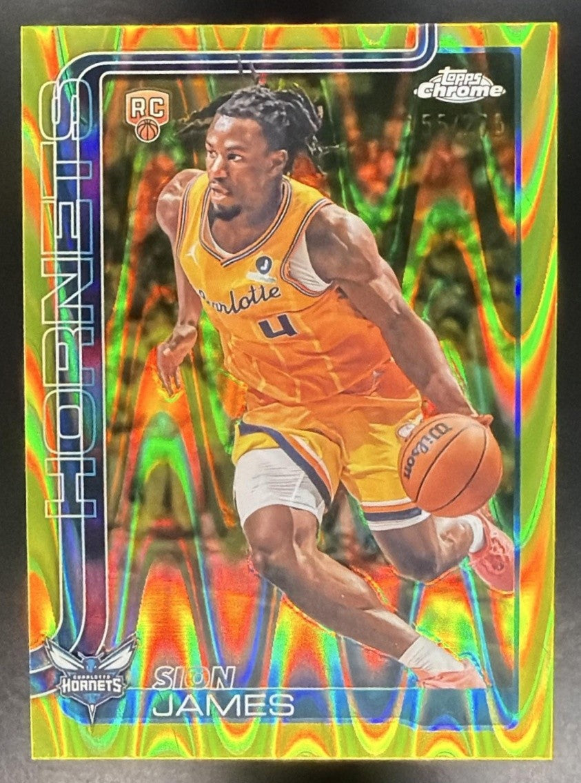 2025 Topps Chrome Update Sion James #183 Yellow Wave Refractor /275 RC