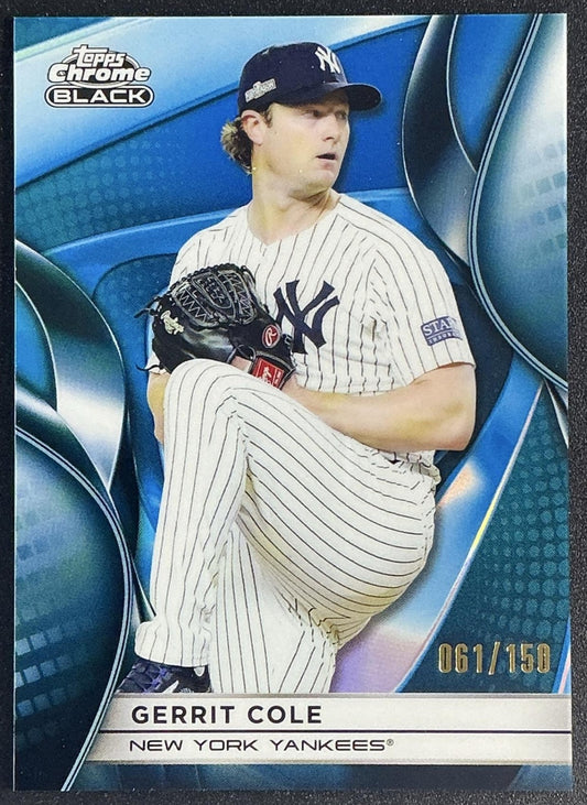 GERRIT COLE 2025 TOPPS CHROME BLACK #126 BLUE REFRACTOR 61/150 YANKEES