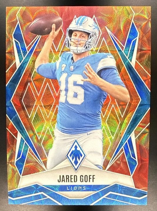 JARED GOFF 2025 PANINI PHOENIX FACTORY SET #62 FIREBURST /350 LIONS