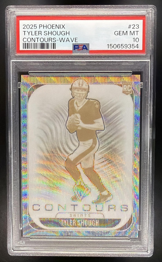 2025 Panini Phoenix Tyler Shough #23 Contours Wave Prizm /299 RC PSA 10