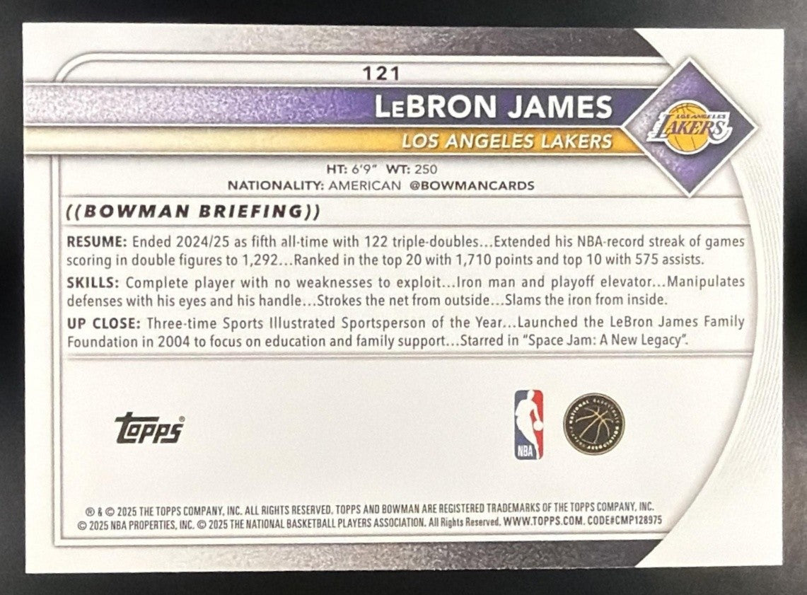 LEBRON JAMES 2025-26 BOWMAN #121 LAKERS