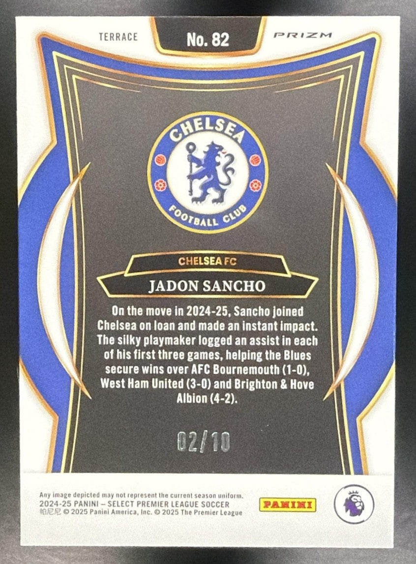 JADON SANCHO 2024-25 PANINI SELECT PREMIER LEAGUE #82 TERRACE GOLD 1/10 CHELSEA